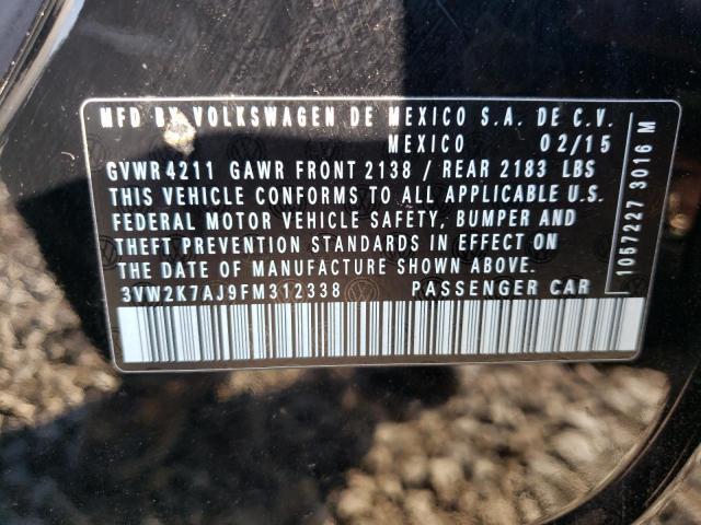 3VW2K7AJ9FM312338 - 2015 VOLKSWAGEN JETTA BASE BLACK photo 10