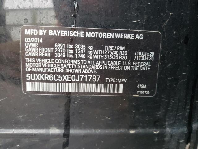 5UXKR6C5XE0J71787 - 2014 BMW X5 XDRIVE5 BLACK photo 10