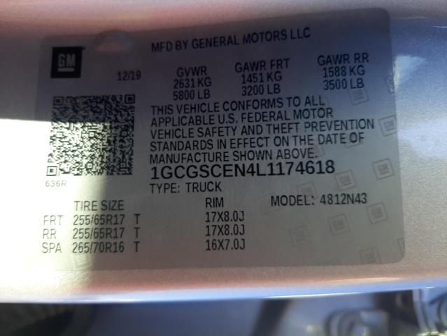 1GCGSCEN4L1174618 - 2020 CHEVROLET COLORADO L SILVER photo 10