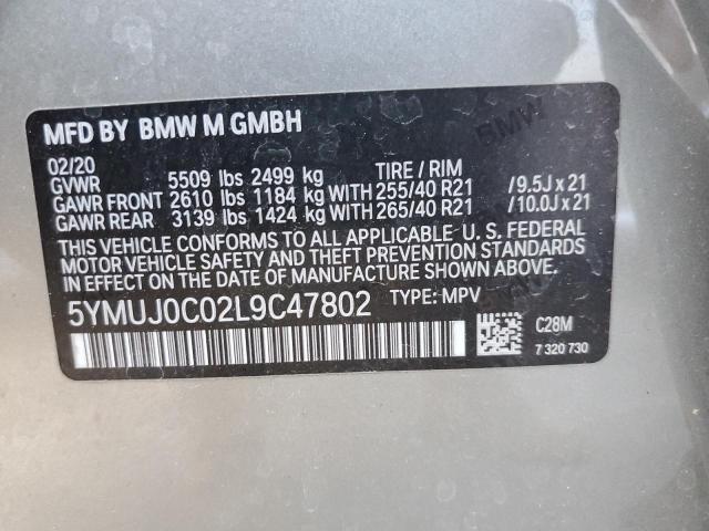 5YMUJ0C02L9C47802 - 2020 BMW X4 M COMPE SILVER photo 10