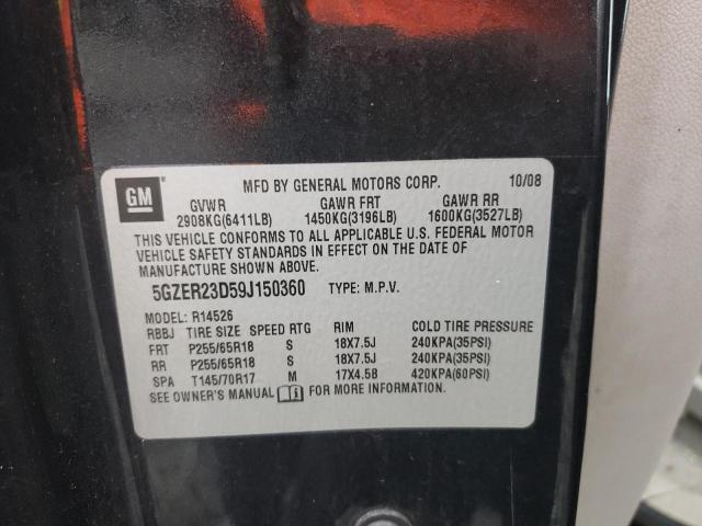 5GZER23D59J150360 - 2009 SATURN OUTLOOK XR BLACK photo 10