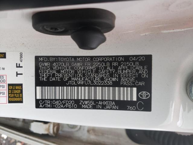 JTDL9RFU7L3022338 - 2020 TOYOTA PRIUS LE WHITE photo 10