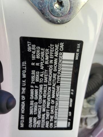 SHHFK7H41JU402440 - 2018 HONDA CIVIC SPOR WHITE photo 10