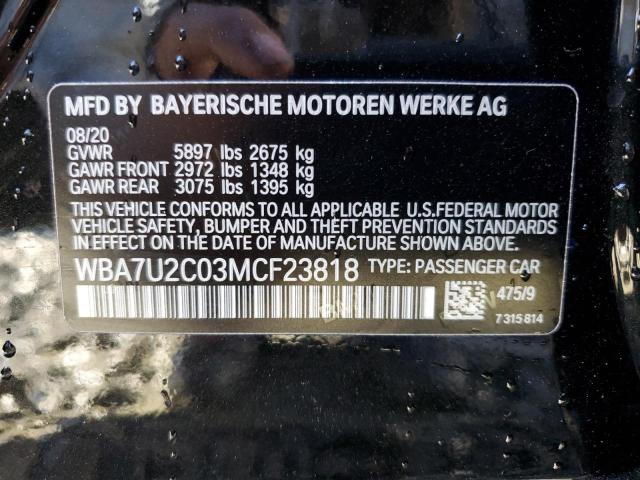 WBA7U2C03MCF23818 - 2021 BMW 750 XI BLACK photo 10