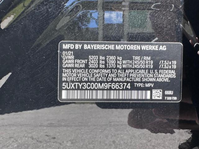 5UXTY3C00M9F66374 - 2021 BMW X3 SDRIVE3 Чорний фото 10
