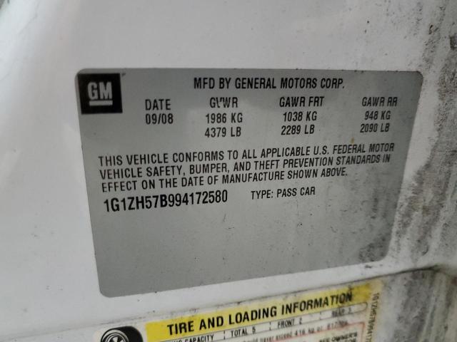 1G1ZH57B994172580 - 2009 CHEVROLET MALIBU 1LT 白色 照片 10