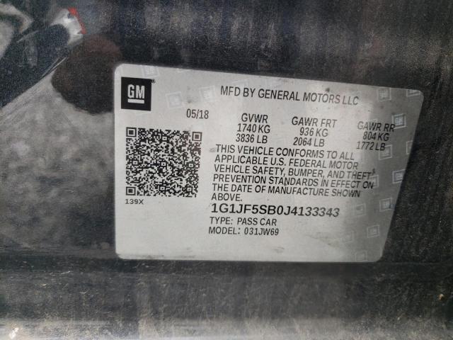 1G1JF5SB0J4133343 - 2018 CHEVROLET SONIC PREM GRAY photo 10