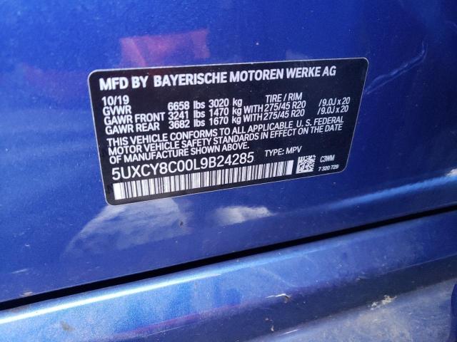 5UXCY8C00L9B24285 - 2020 BMW X6 M50I BLUE photo 10