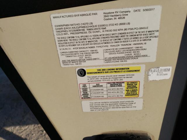 4TDF30520JA740605 - 2018 KEYSTONE MONTANA TAN photo 10