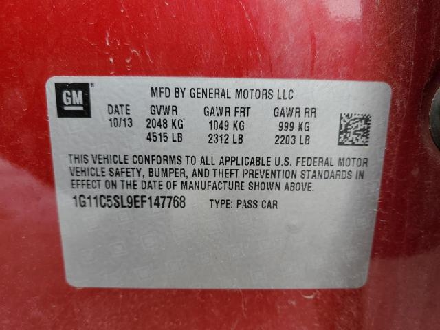 1G11C5SL9EF147768 - 2014 CHEVROLET MALIBU 1LT 红色 照片 10