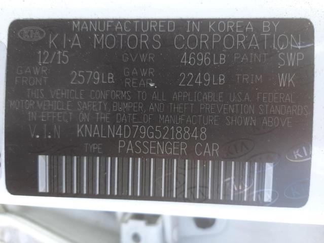 KNALN4D79G5218848 - 2016 KIA CADENZA LU WHITE photo 10