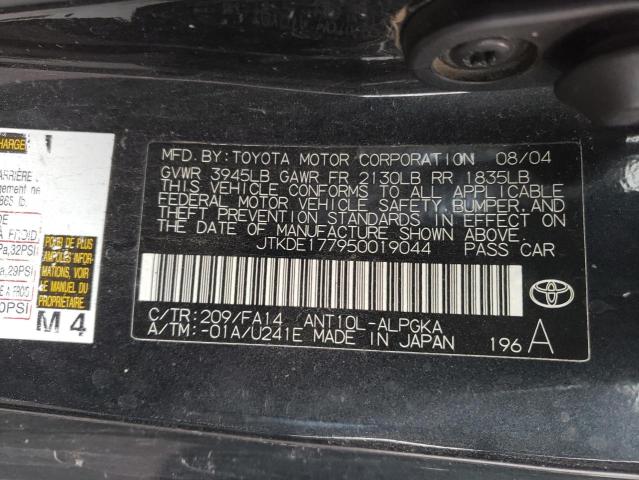 JTKDE177950019044 - 2005 TOYOTA SCION TC Schwarz Foto 10