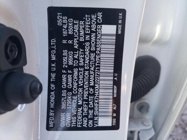 SHHFK7H4XMU227271 - 2021 HONDA CIVIC SPOR 白色 照片 10