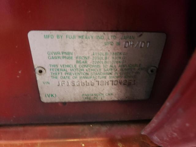 JF1SG66678H704251 - 2008 SUBARU FORESTER S RED photo 10
