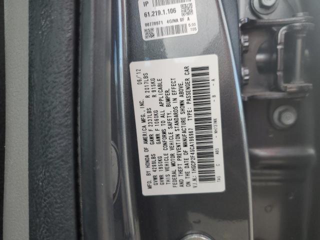 1HGCP2F45CA196967 - 2012 HONDA ACCORD LXP GRAY photo 10