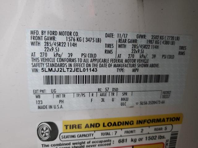 5LMJJ2LT2JEL01143 - 2018 LINCOLN NAVIGATOR 白色 照片 10