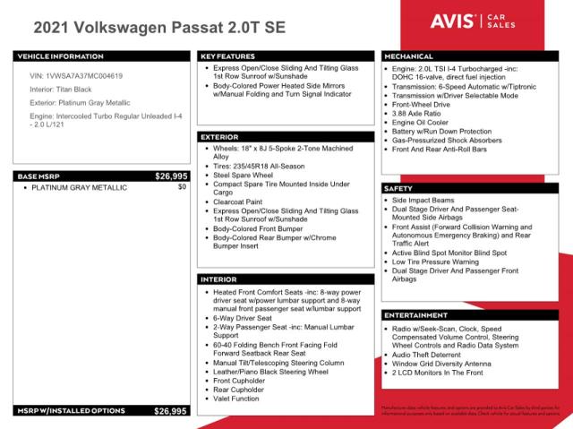 1VWSA7A37MC004619 - 2021 VOLKSWAGEN PASSAT SE GRAY photo 10