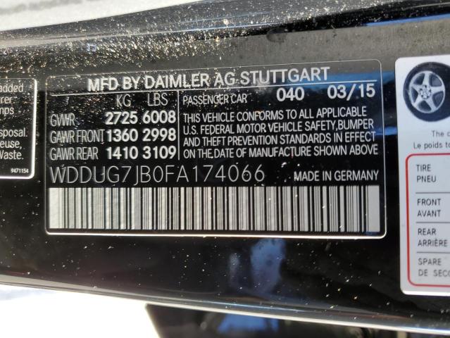 WDDUG7JB0FA174066 - 2015 MERCEDES-BENZ S 63 AMG BLACK photo 10