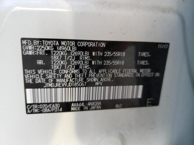 JTMDJREV9JD185067 - 2018 TOYOTA RAV4 HV LI WHITE photo 10