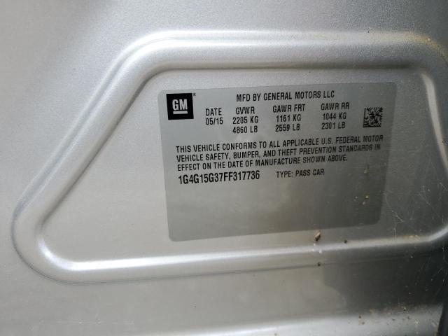 1G4G15G37FF317736 - 2015 BUICK LACROSSE 1 SILVER photo 10