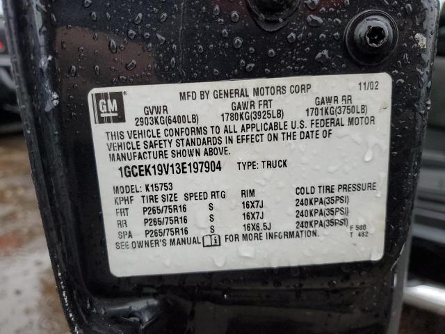 1GCEK19V13E197904 - 2003 CHEVROLET SILVRDO LS CHARCOAL photo 10