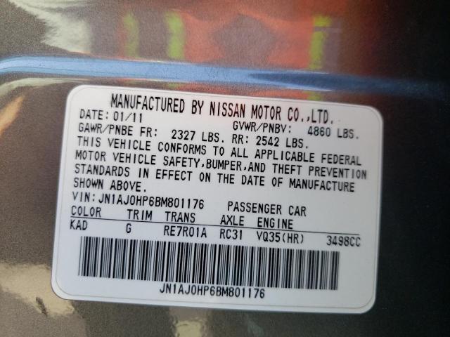 JN1AJ0HP6BM801176 - 2011 INFINITI EX35 BASE GRAY photo 10