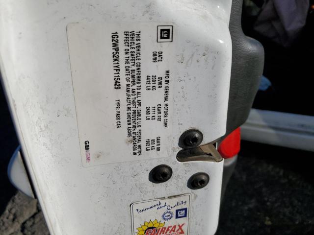 1G2WP52K1YF115429 - 2000 PONTIAC GRAND PRIX თეთრი ფოტო 10