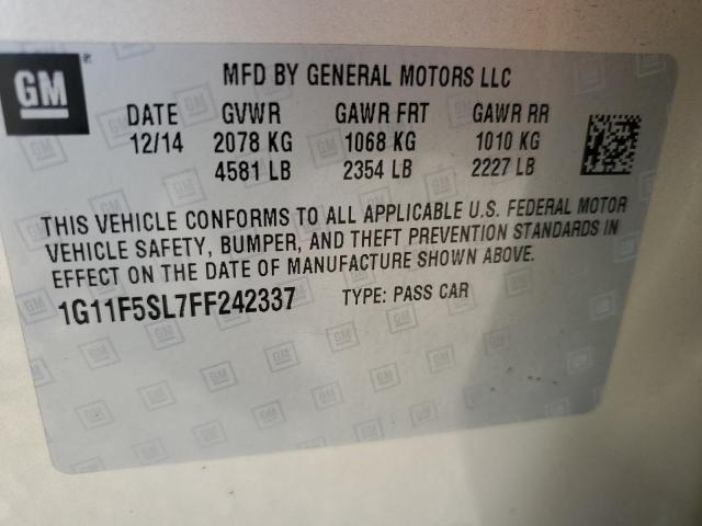 1G11F5SL7FF242337 - 2015 CHEVROLET MALIBU LTZ ვერცხლისფერი ფოტო 10