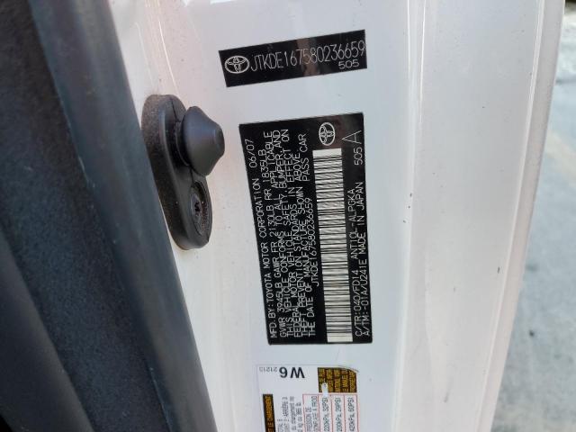 JTKDE167580236659 - 2008 TOYOTA SCION TC თეთრი ფოტო 10