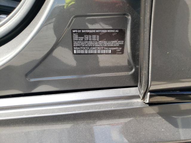 WBA7F0C5XJGM23677 - 2018 BMW 750 I ნაცრისფერი ფოტო 10