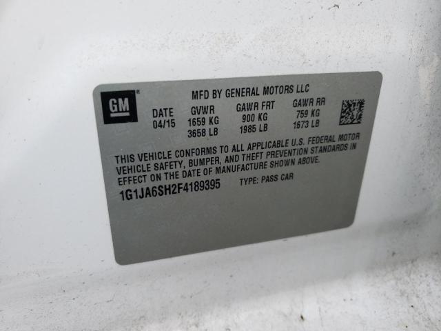 1G1JA6SH2F4189395 - 2015 CHEVROLET SONIC LS WHITE photo 10