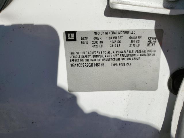 1G11C5SA9GU148125 - 2016 CHEVROLET MALIBU LIM 白色 照片 10