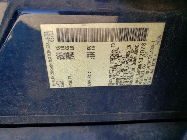 1N4BL2AP5BN512078 - 2011 NISSAN ALTIMA SR BLUE photo 10