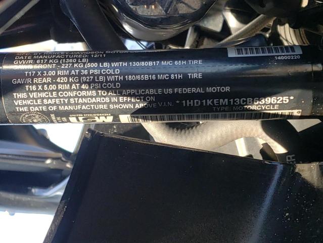1HD1KEM13CB639625 - 2012 HARLEY-DAVIDSON FLHTK ELEC ლურჯი ფოტო 10