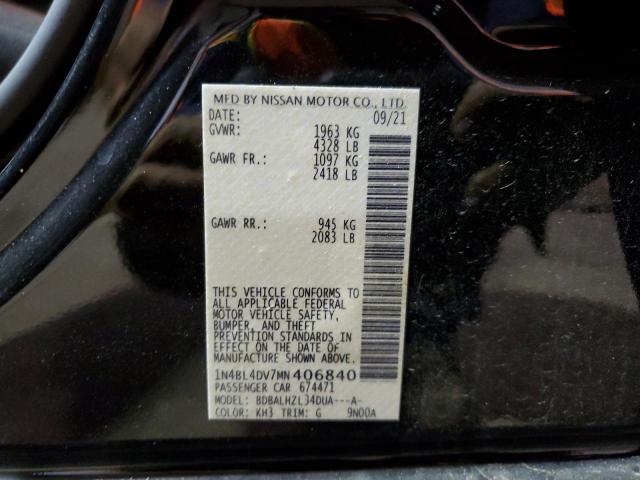 1N4BL4DV7MN406840 - 2021 NISSAN ALTIMA SV BLACK photo 10