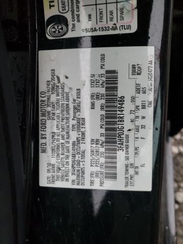 3FAHP0JG1BR149486 - 2011 FORD FUSION SEL BLACK photo 10