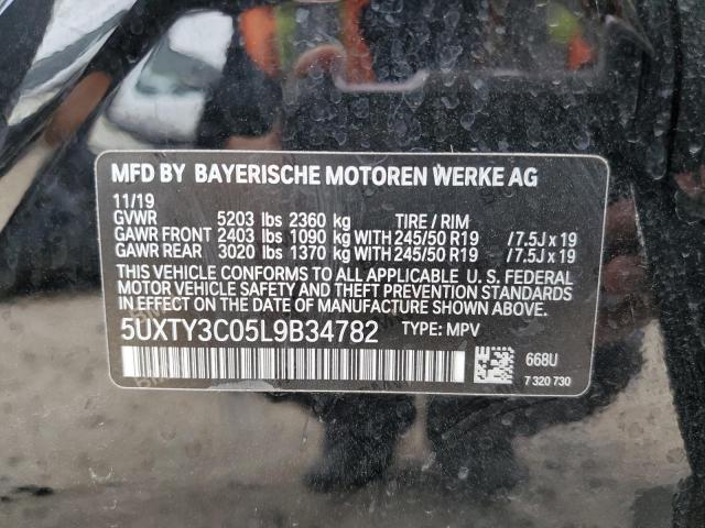 5UXTY3C05L9B34782 - 2020 BMW X3 SDRIVE3 BLACK photo 10