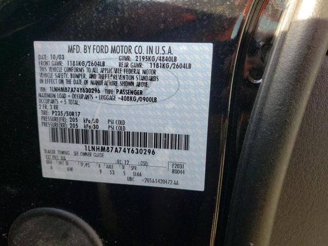 1LNHM87A74Y630296 - 2004 LINCOLN LS 黑色 照片 10