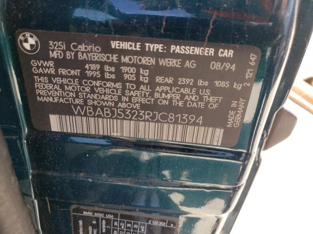 WBABJ5323RJC81394 - 1994 BMW 325 IC GREEN photo 10