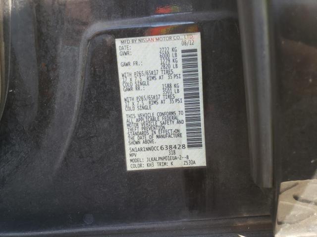 5N1AR1NN0CC638428 - 2012 NISSAN PATHFINDER BLACK photo 10