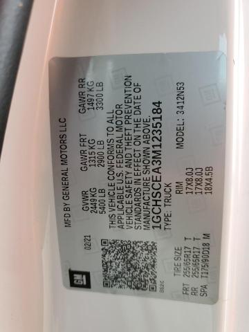 1GCHSCEA3M1235184 - 2021 CHEVROLET COLORADO L WHITE photo 10