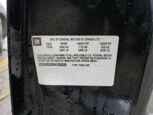 2G2WS522841230335 - 2004 PONTIAC GRAND PRIX შავი ფოტო 10