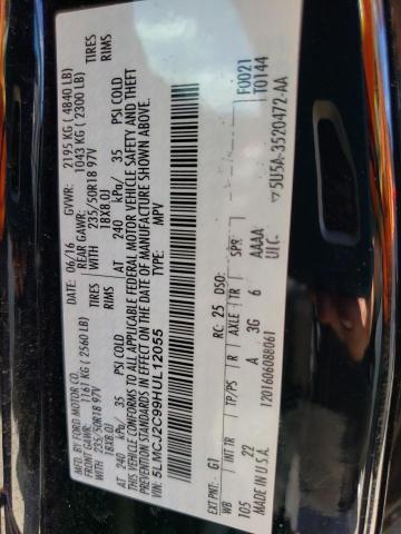 5LMCJ2C99HUL12055 - 2017 LINCOLN MKC SELECT შავი ფოტო 10