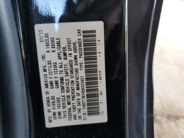 1HGCT1B34DA025857 - 2013 HONDA ACCORD LX- BLACK photo 10