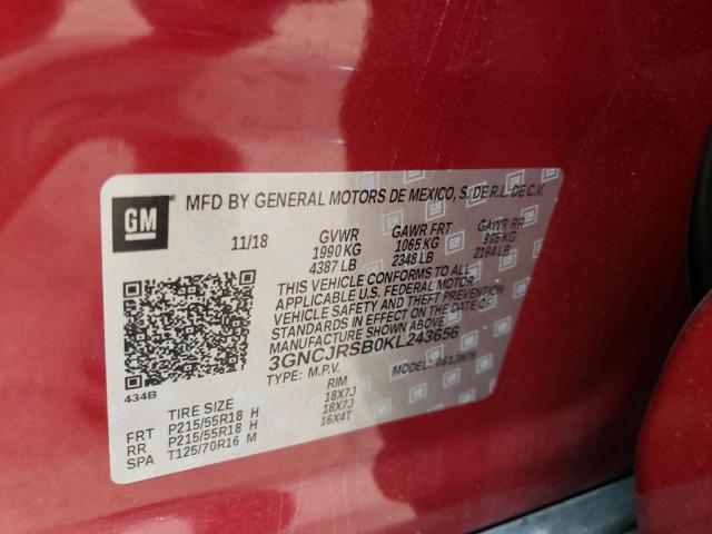 3GNCJRSB0KL243656 - 2019 CHEVROLET TRAX PREMI RED photo 10