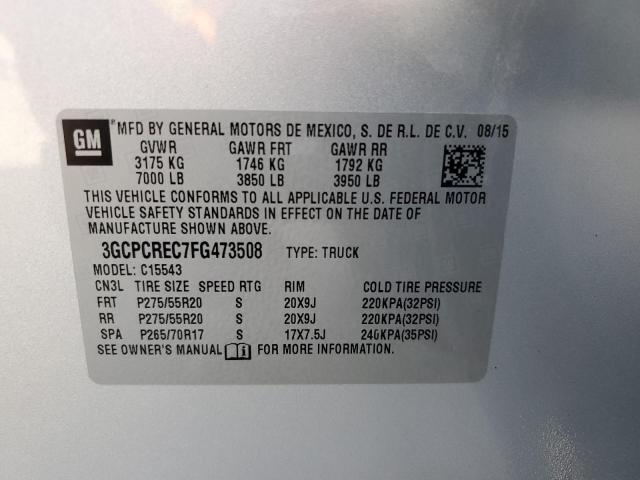 3GCPCREC7FG473508 - 2015 CHEVROLET SILVER1500 SILVER photo 10