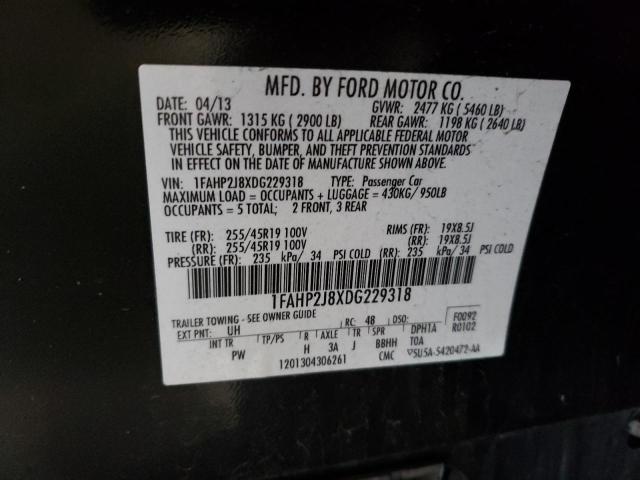 1FAHP2J8XDG229318 - 2013 FORD TAURUS LIM BLACK photo 10