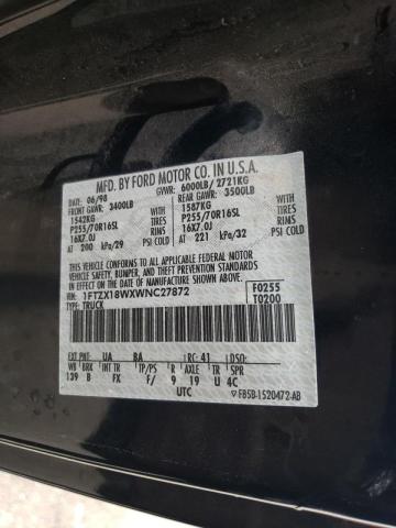 1FTZX18WXWNC27872 - 1998 FORD F150 BLACK photo 10