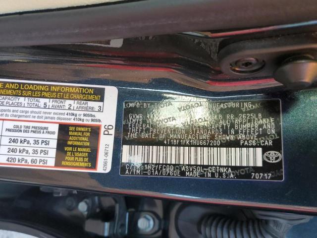 4T1BF1FK1HU667200 - 2017 TOYOTA CAMRY LE/S BLACK photo 10