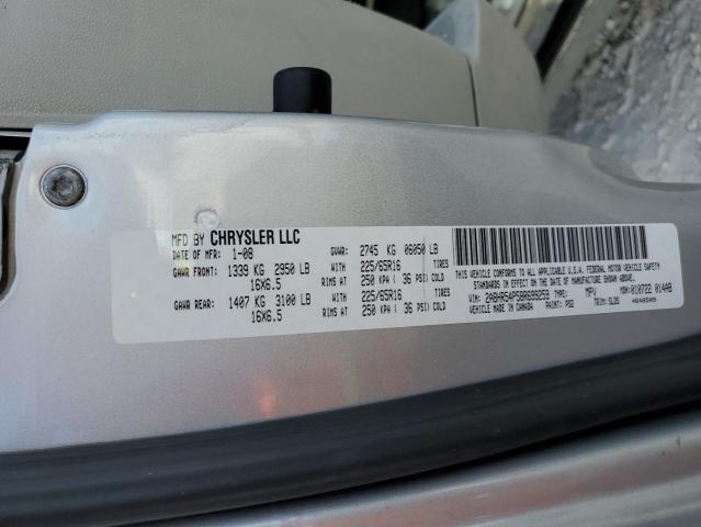 2A8HR54P58R699259 - 2008 CHRYSLER TOWN & COU SILVER photo 10